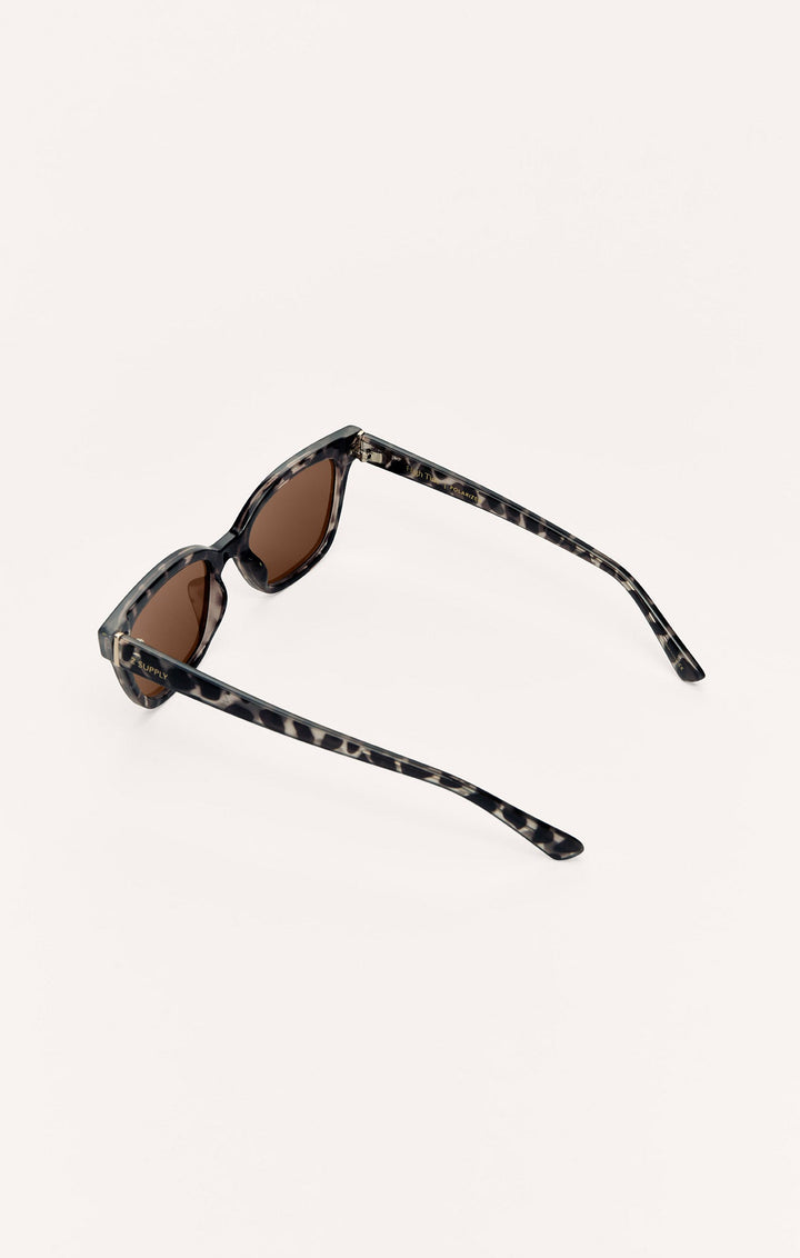 Z Supply High Tide sunglasses in grey black tortoise with brown polarized lenses, angled back view