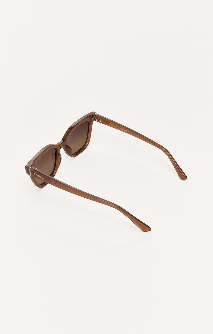 Z Supply High Tide polarized sunglasses in taupe brown with gradient lenses, side view