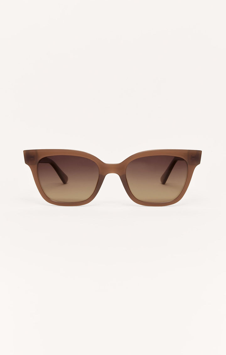 Z Supply High Tide sunglasses in taupe with square frames and brown gradient polarized lenses