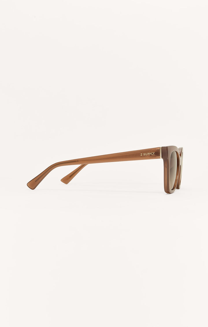 Z Supply High Tide sunglasses in taupe brown with gradient polarized lenses, side view