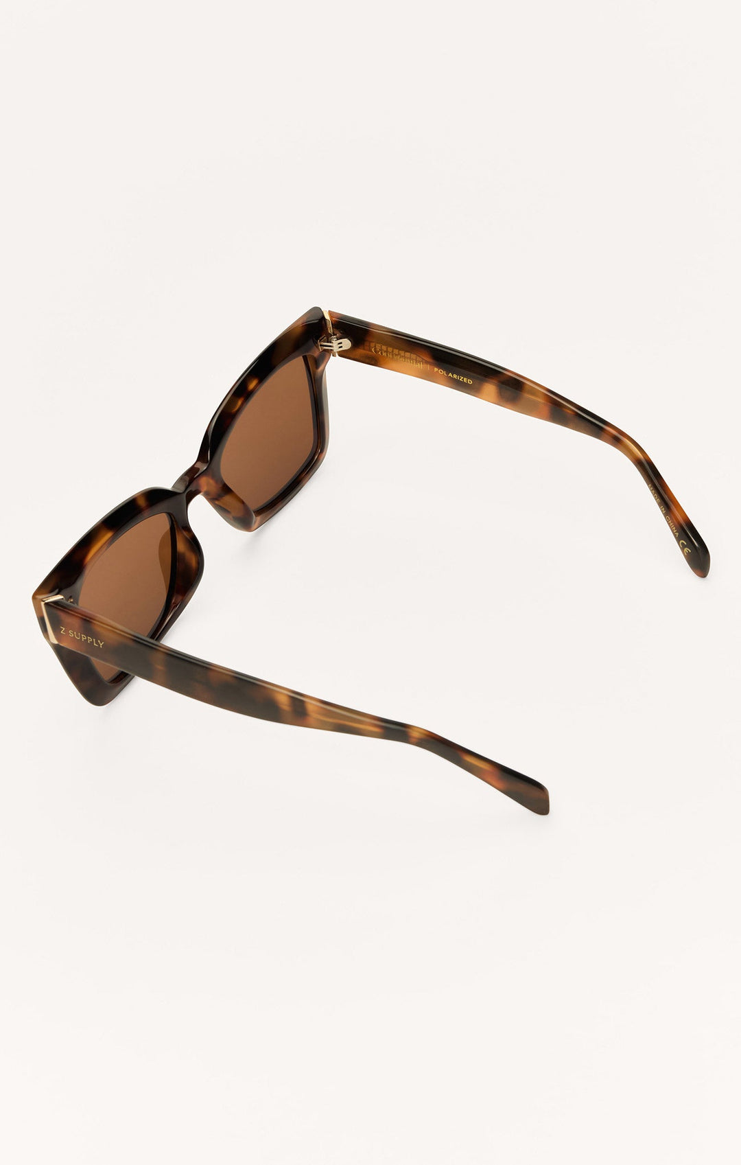 Z Supply Confidential sunglasses in brown tortoise with polarized brown lenses, angled back view