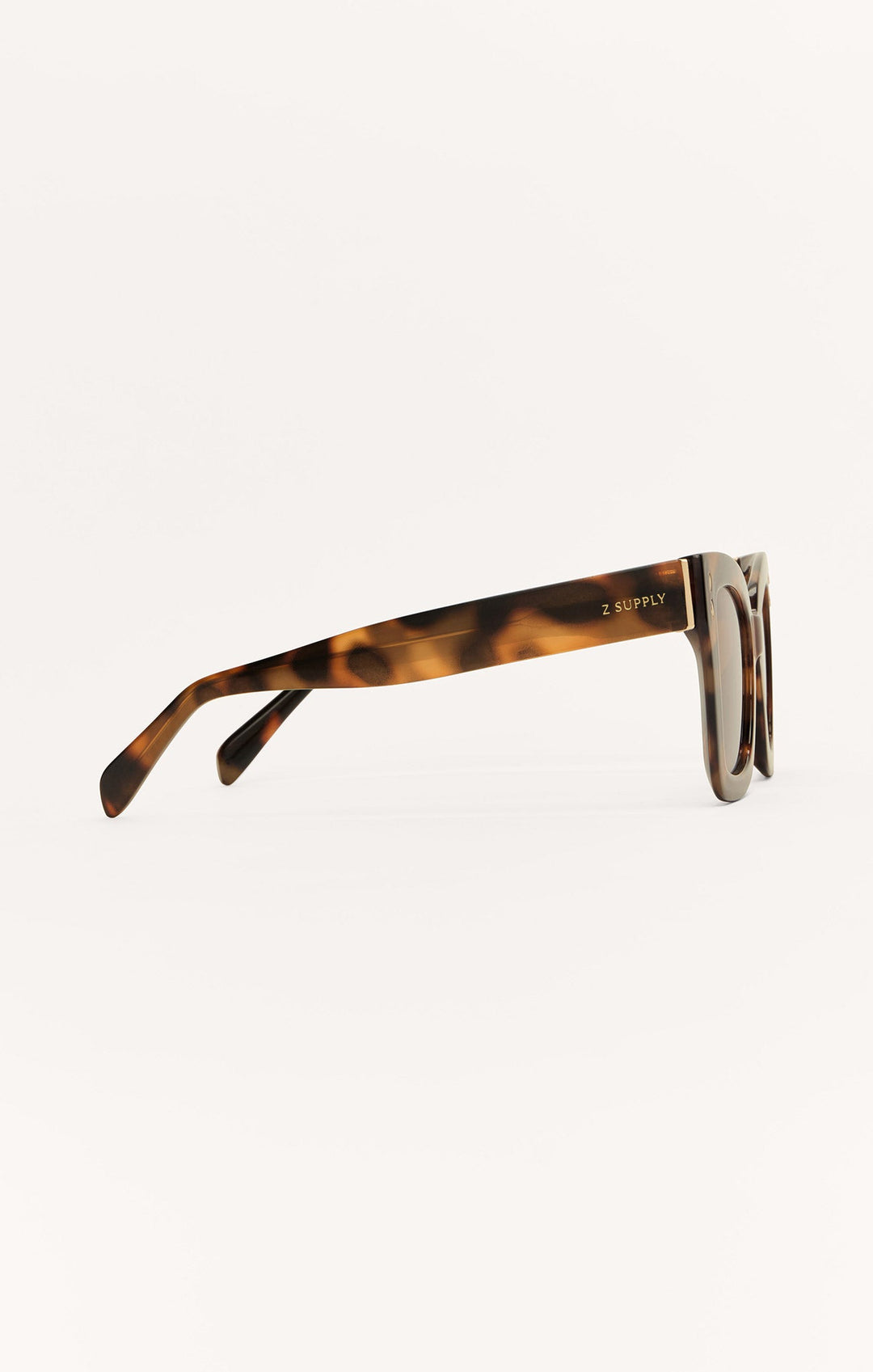 Z Supply Confidential sunglasses in brown tortoise pattern, side profile view