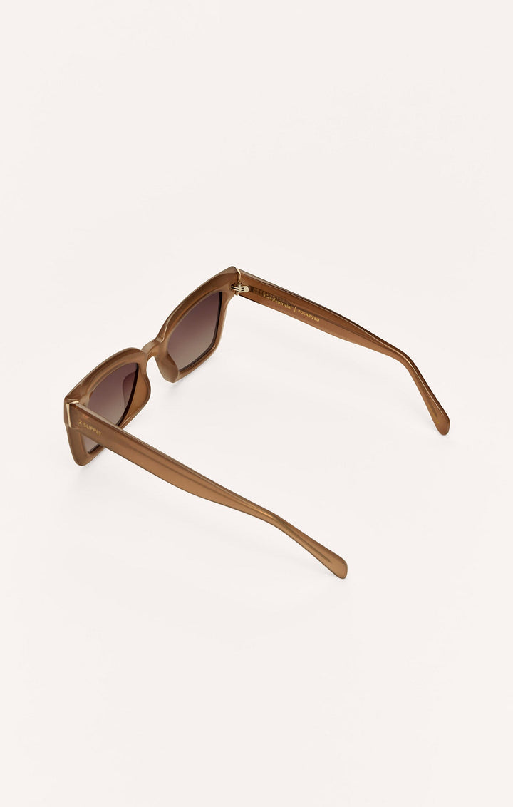 Z Supply Confidential sunglasses in brown tortoise with polarized brown gradient lenses, angled back view