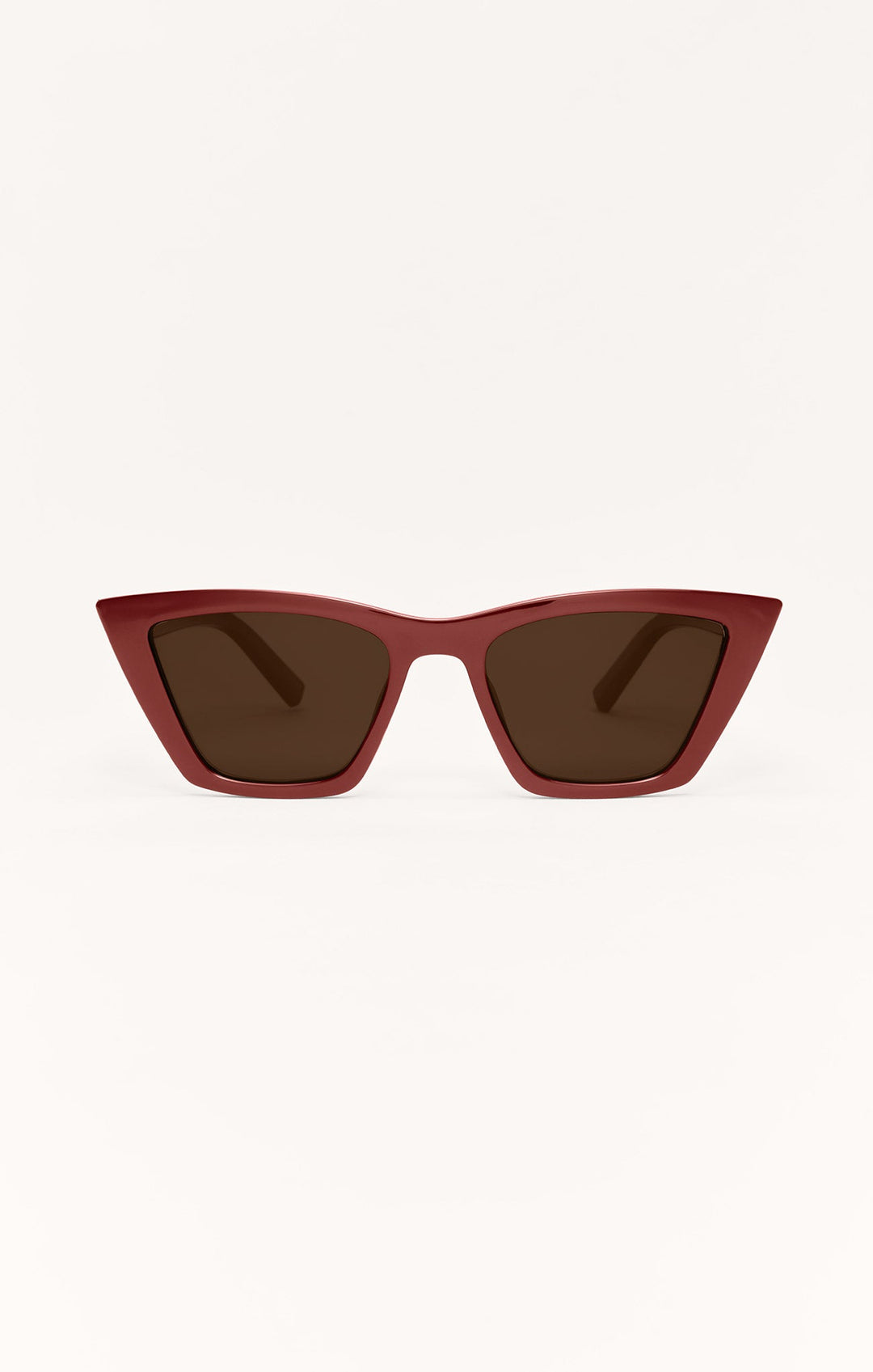 Z Supply Villa Carmel cat-eye sunglasses in burgundy with brown gradient polarized lenses