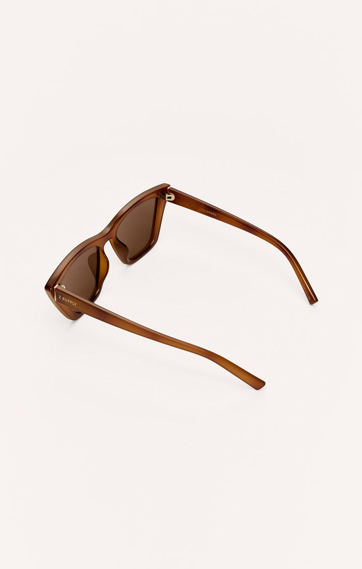 Z Supply Villa Carmel sunglasses in brown tortoise with gradient polarized lenses, angled side view