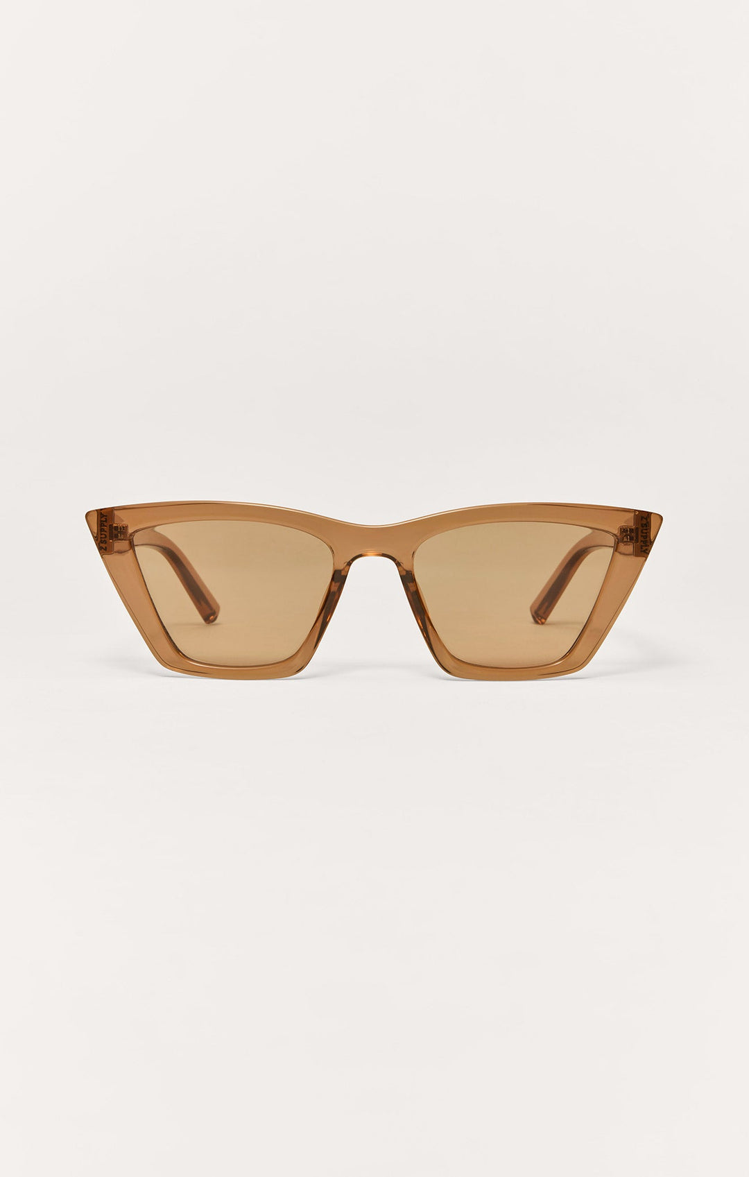 Z Supply Villa Carmel cat-eye sunglasses in transparent caramel brown with gradient polarized lenses