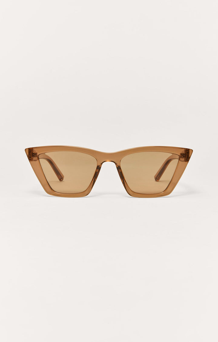 Z Supply Villa Carmel cat-eye sunglasses in transparent caramel brown with gradient polarized lenses