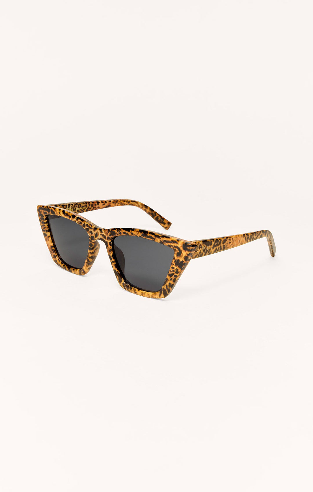 Z Supply Villa Carmel polarized sunglasses in leopard print with dark gray lenses