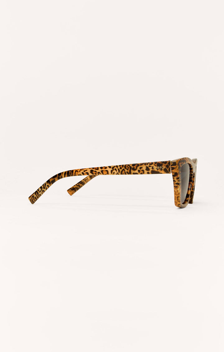 Z Supply Villa Carmel sunglasses in leopard print with gradient polarized lenses, side view