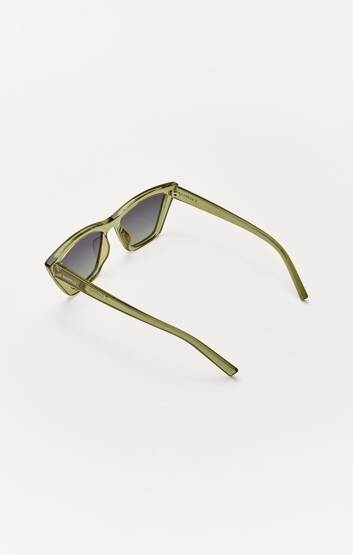 Z Supply Villa Carmel sunglasses in olive green transparent frame with gradient polarized lenses