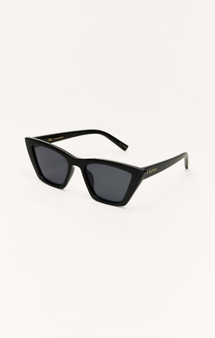Z Supply Villa polarized cat-eye sunglasses in polished black with grey lenses