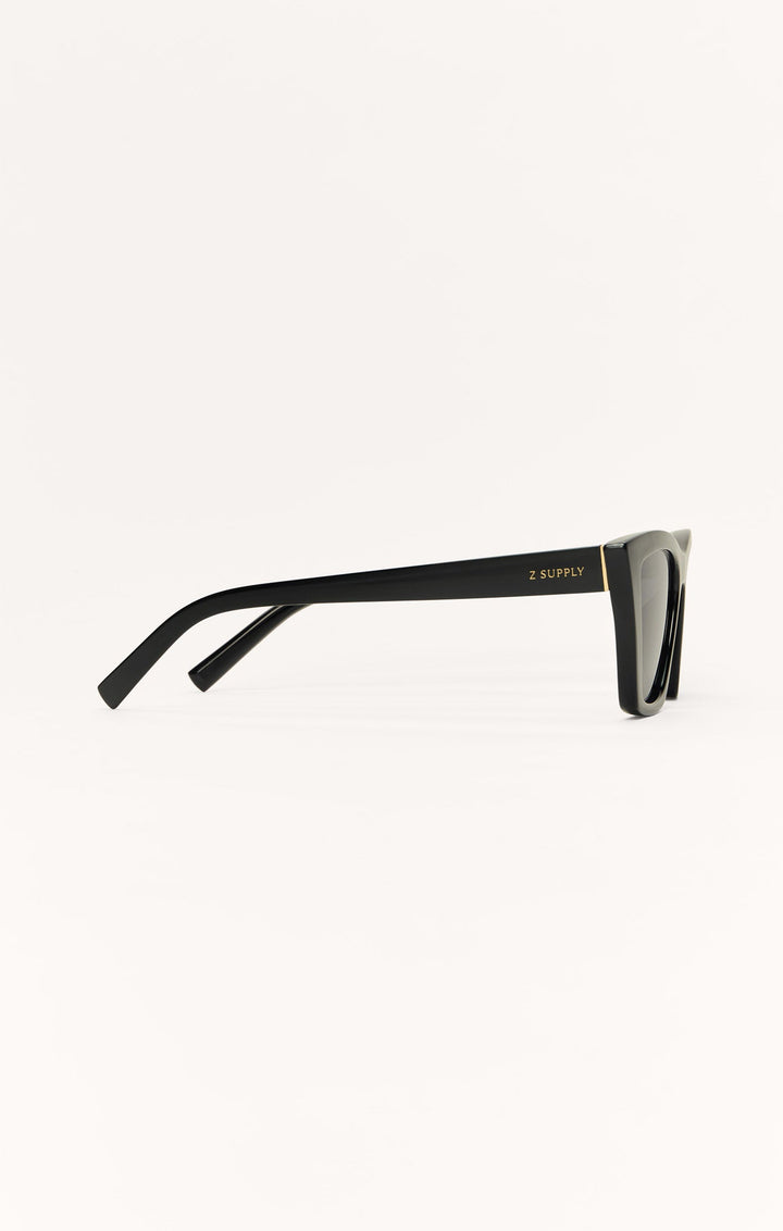 Z Supply Villa sunglasses in polished black with grey polarized lenses, side profile view