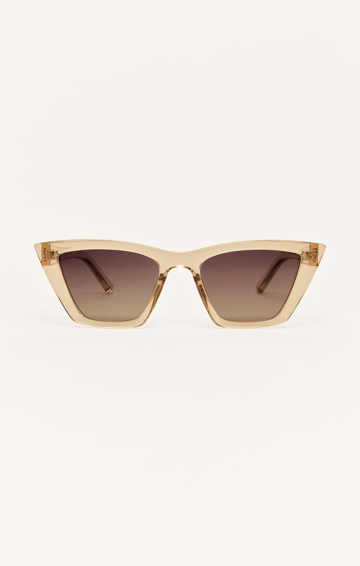 Z Supply Villa Carmel cat-eye sunglasses in champagne transparent frame with brown gradient lenses