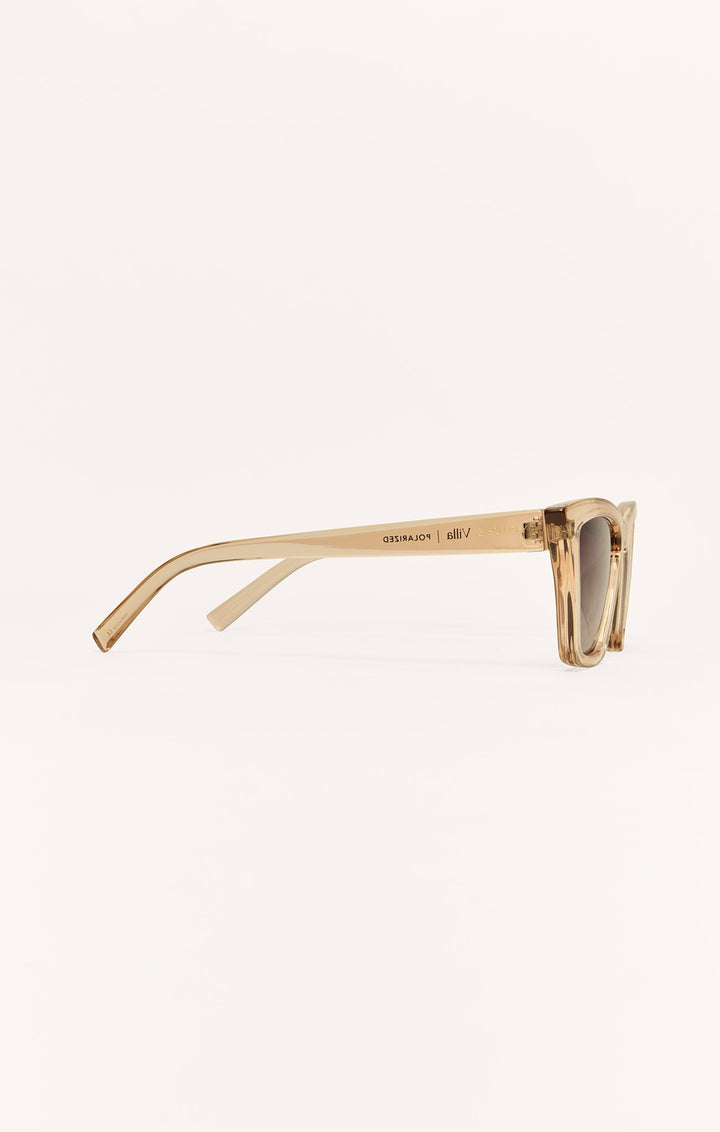 Z Supply Villa Carmel polarized sunglasses in transparent champagne frame, side view