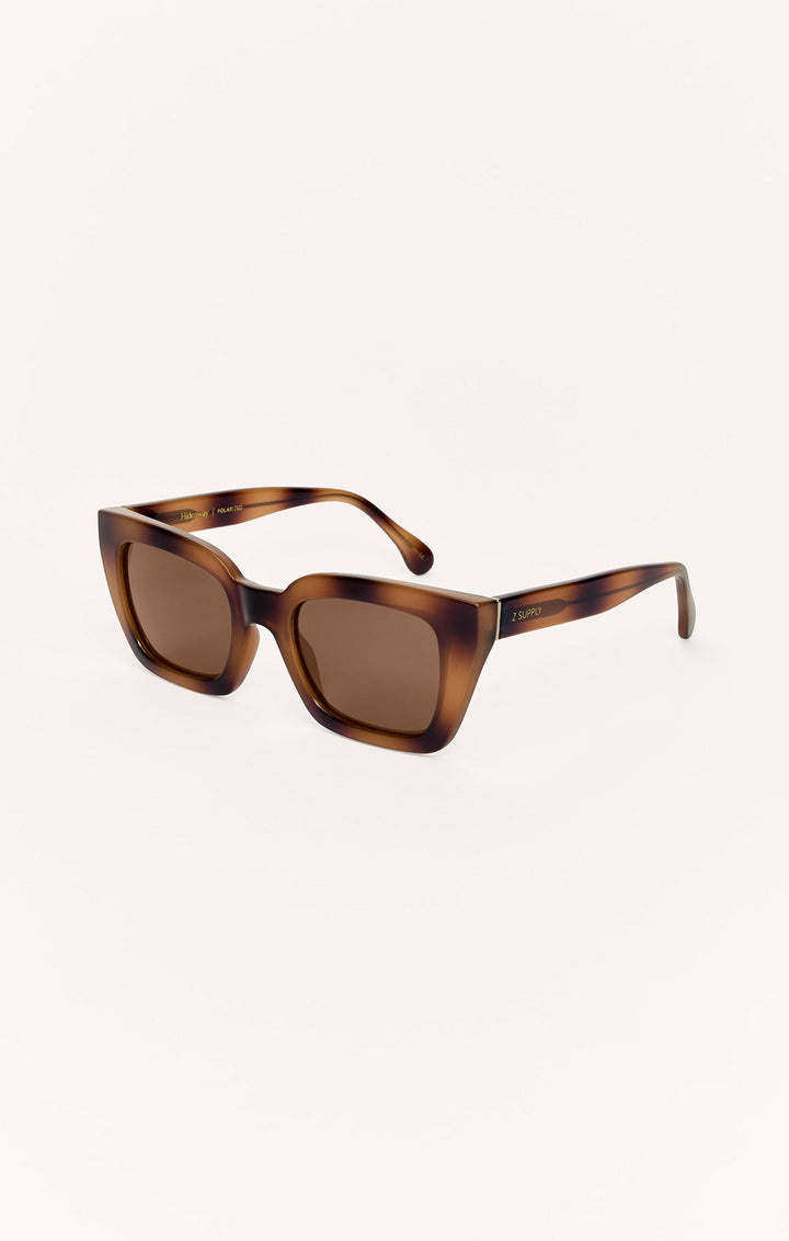 Z Supply Hideaway sunglasses in dark tortoise with brown polarized lenses, angled view