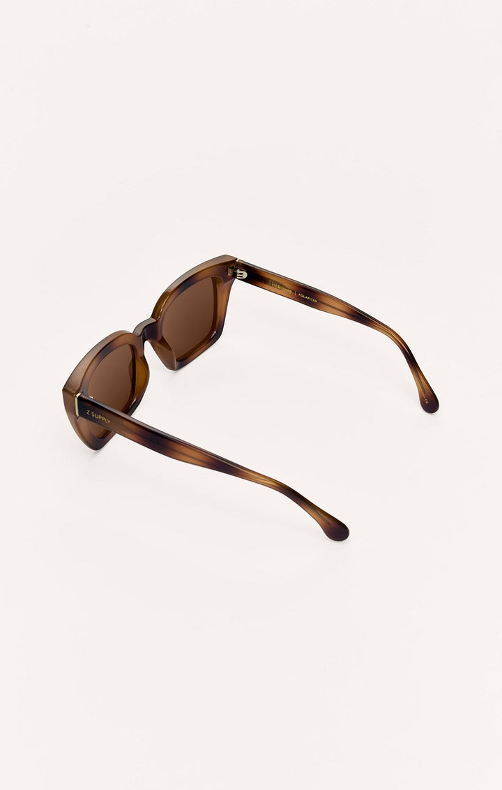 Z Supply Hideaway sunglasses in dark tort with gradient brown polarized lenses, rear view