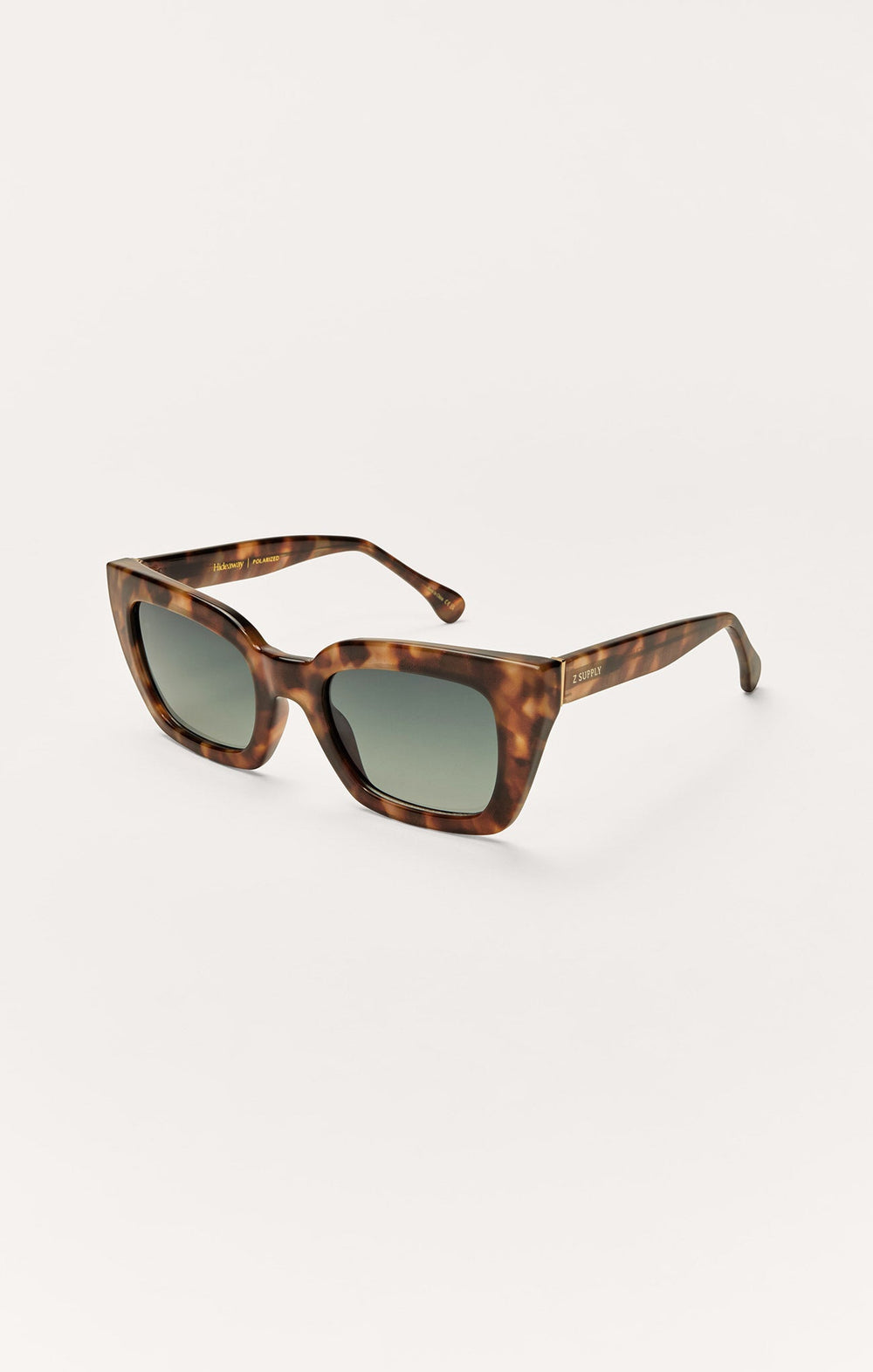 Z Supply Hideaway sunglasses in dark tortoise with gradient polarized green lenses