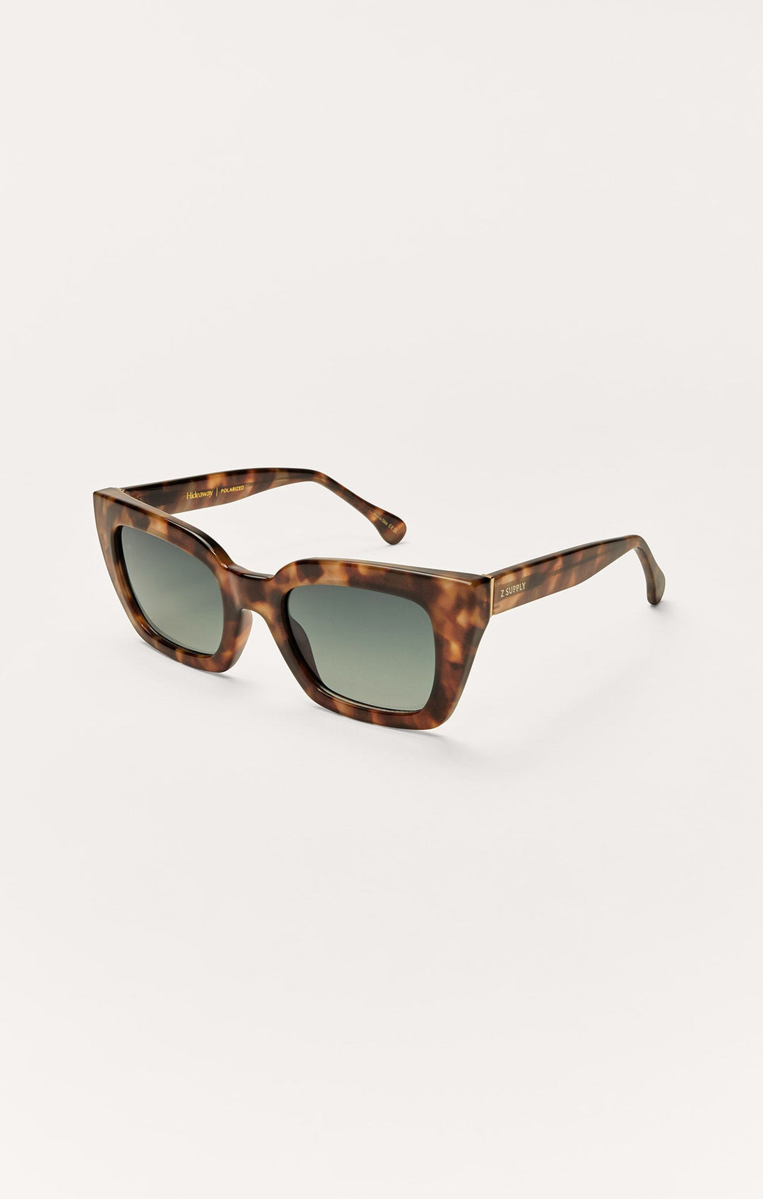 Z Supply Hideaway sunglasses in dark tortoise with gradient polarized green lenses