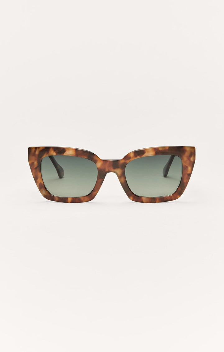 Z Supply Hideaway sunglasses in dark tortoiseshell frame with gradient polarized green lenses
