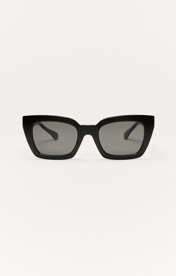 Z Supply Hideaway sunglasses in polished black frame with grey polarized lenses