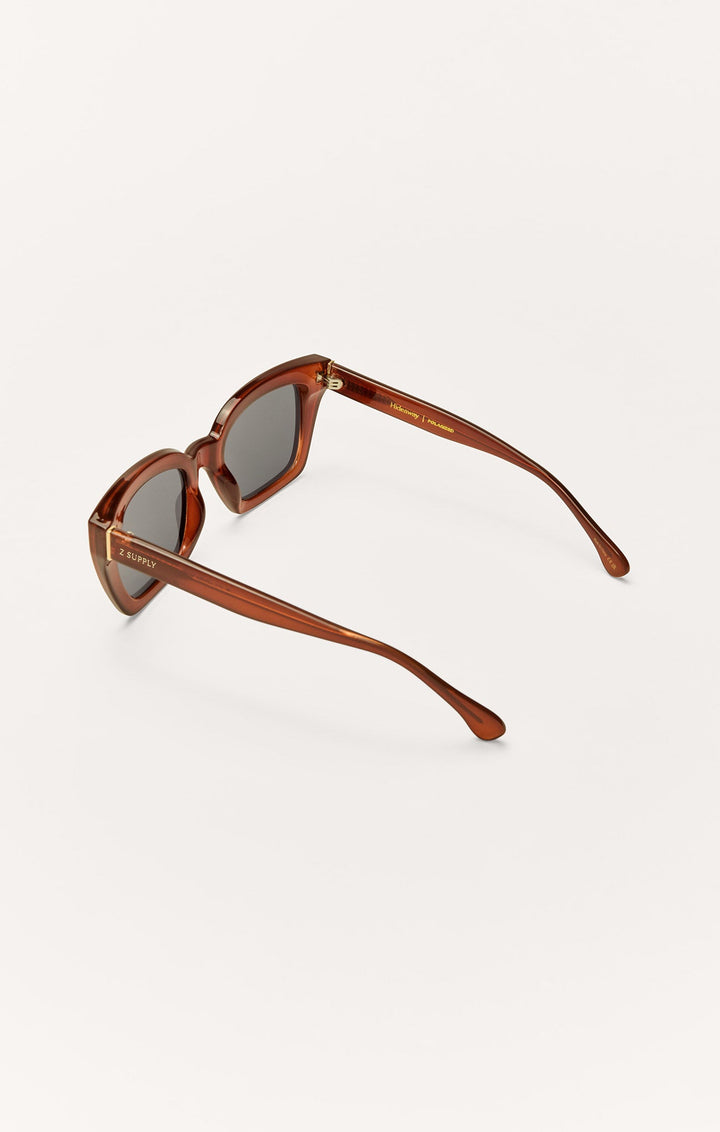 Z Supply Hideaway polarized sunglasses in dark tort brown with gray gradient lenses, side view