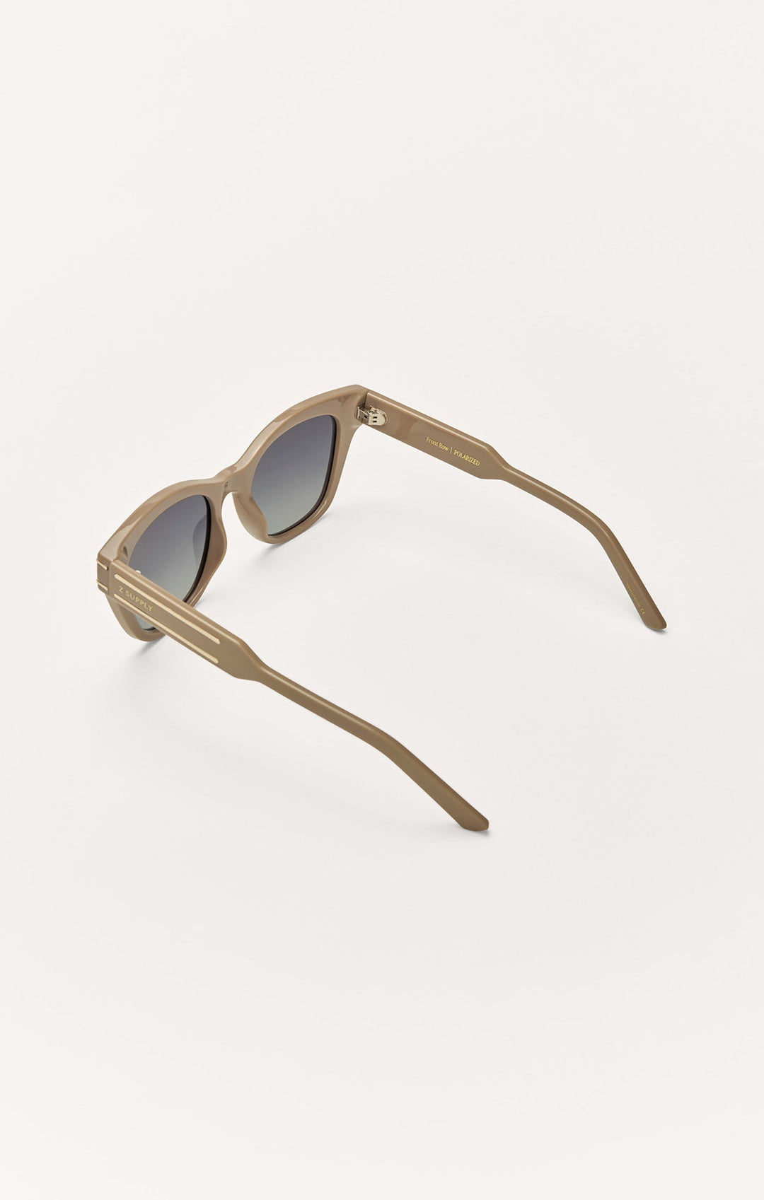Z Supply Front Row polarized sunglasses in brown tortoise with gradient grey lenses, rear angle view
