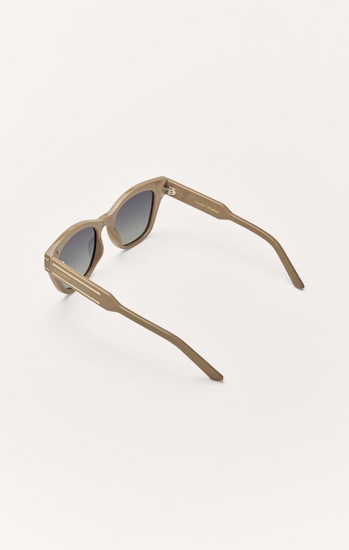 Z Supply Front Row polarized sunglasses in brown tortoise with gradient grey lenses, rear angle view