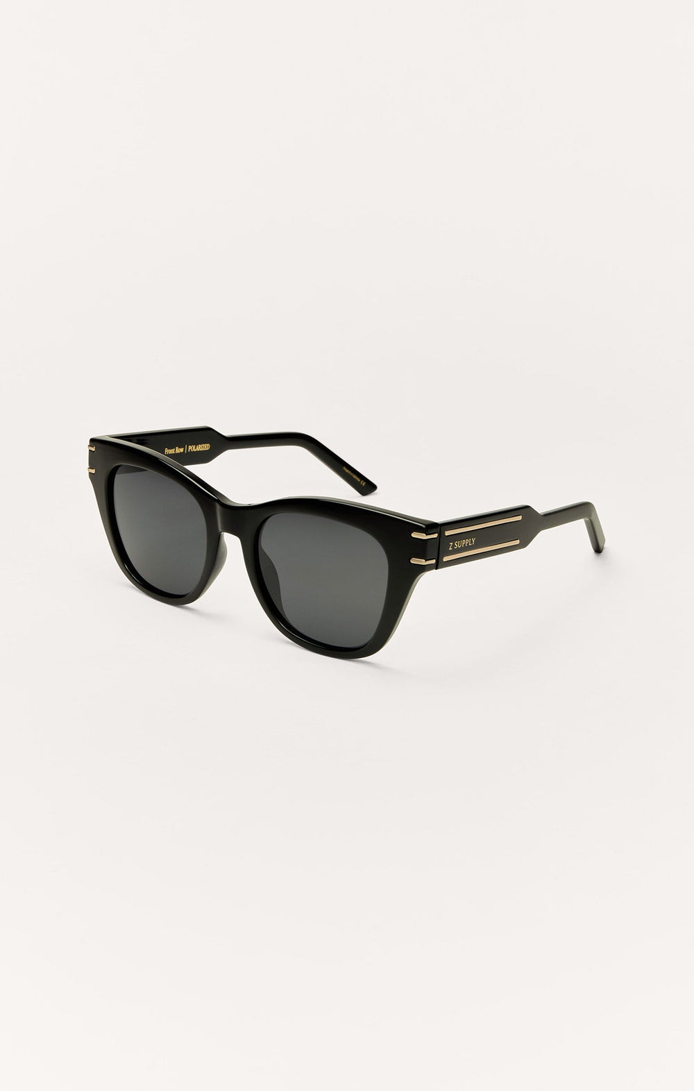 Z Supply Front Row polarized sunglasses in polished black with dark grey lenses