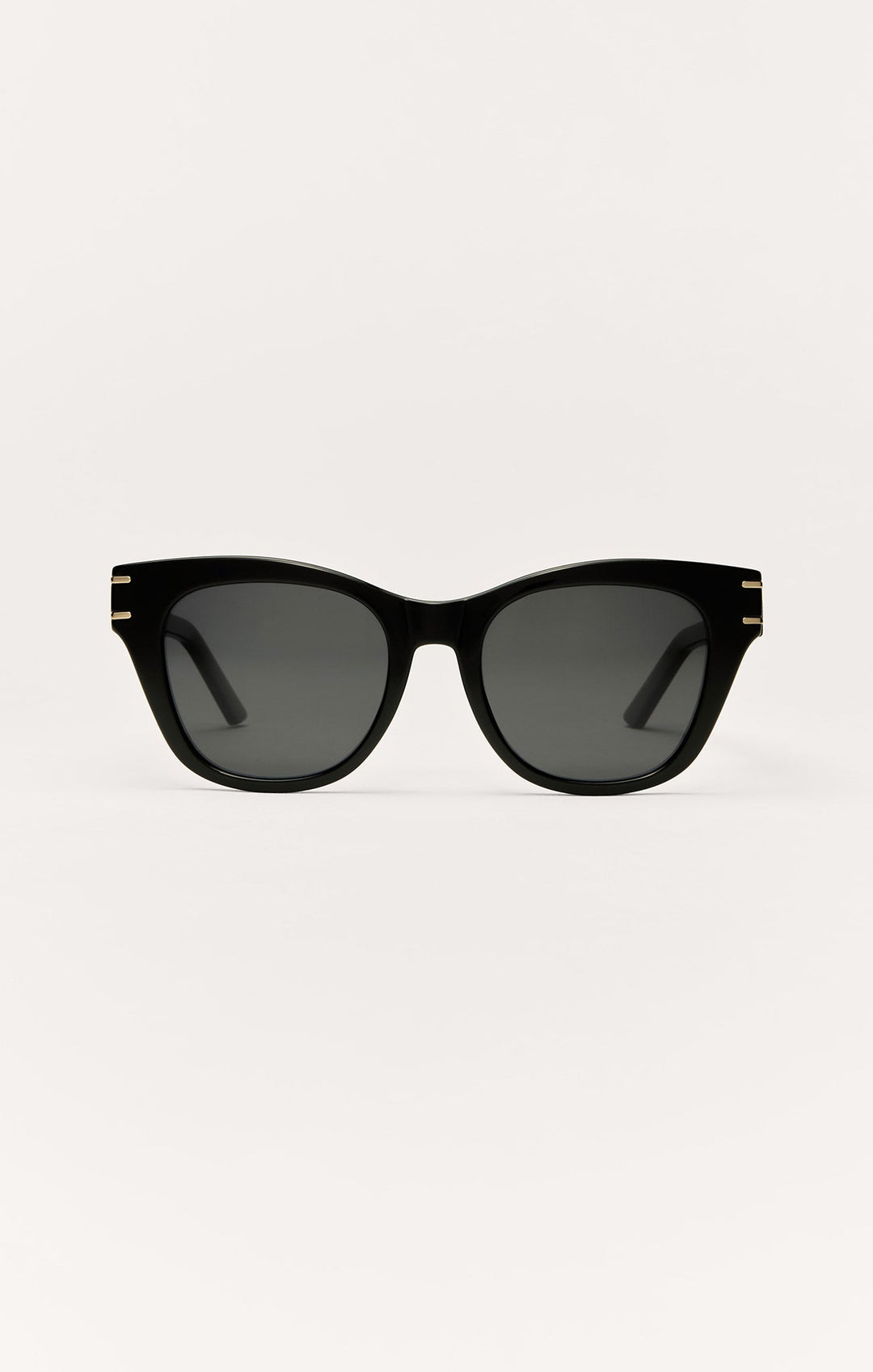 Z Supply Front Row sunglasses in polished black with grey polarized lenses and gold hardware