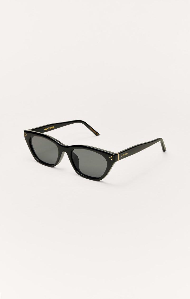 Z Supply Midnite polarized cat-eye sunglasses in polished black with grey lenses