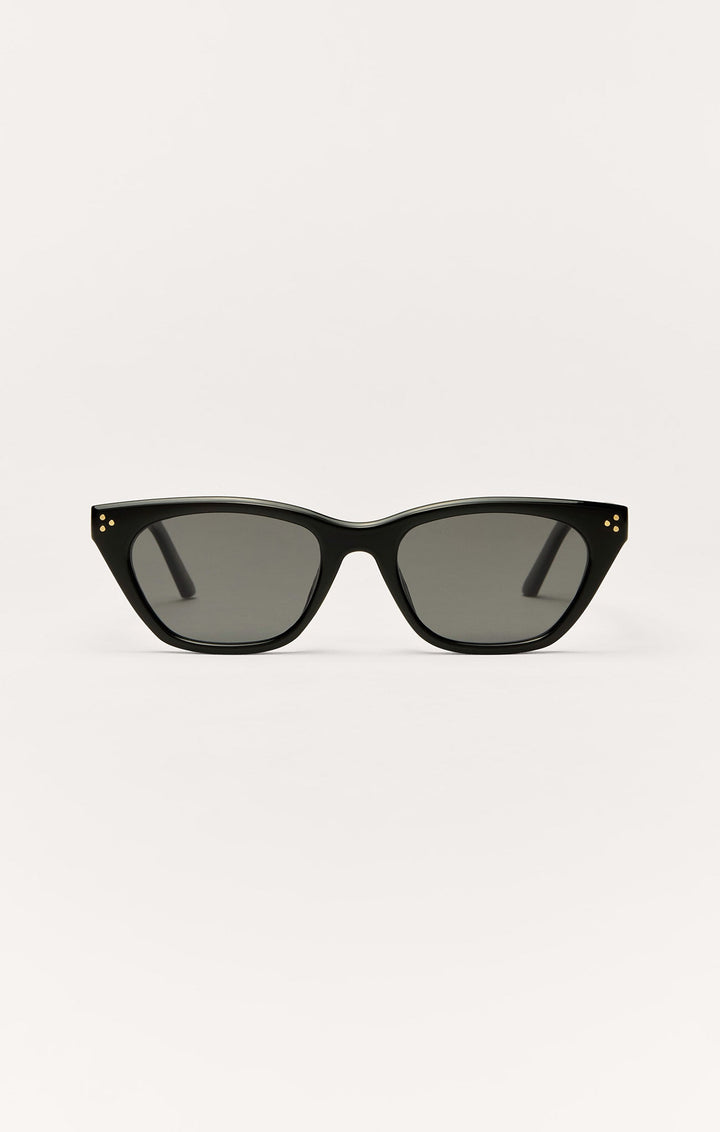 Z Supply Midnite cat-eye sunglasses in polished black with grey polarized lenses