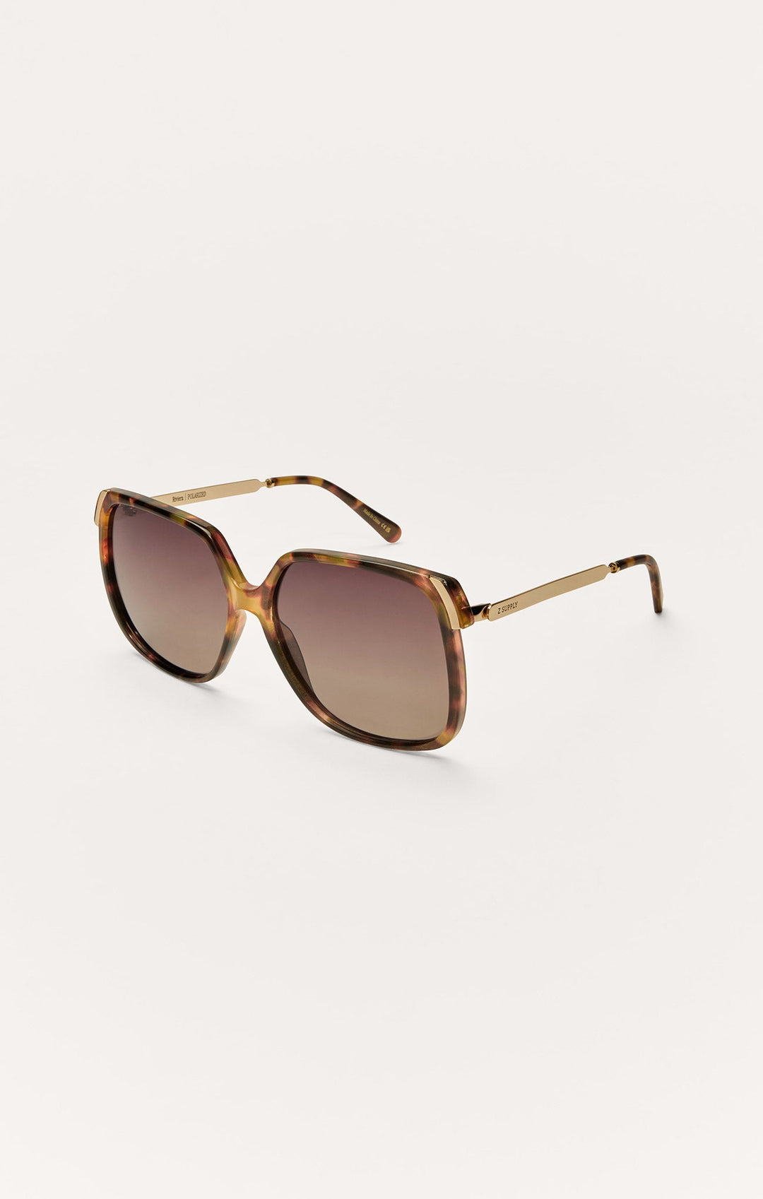Z Supply Riviera polarized sunglasses in brown tortoise with gold temples and gradient lenses