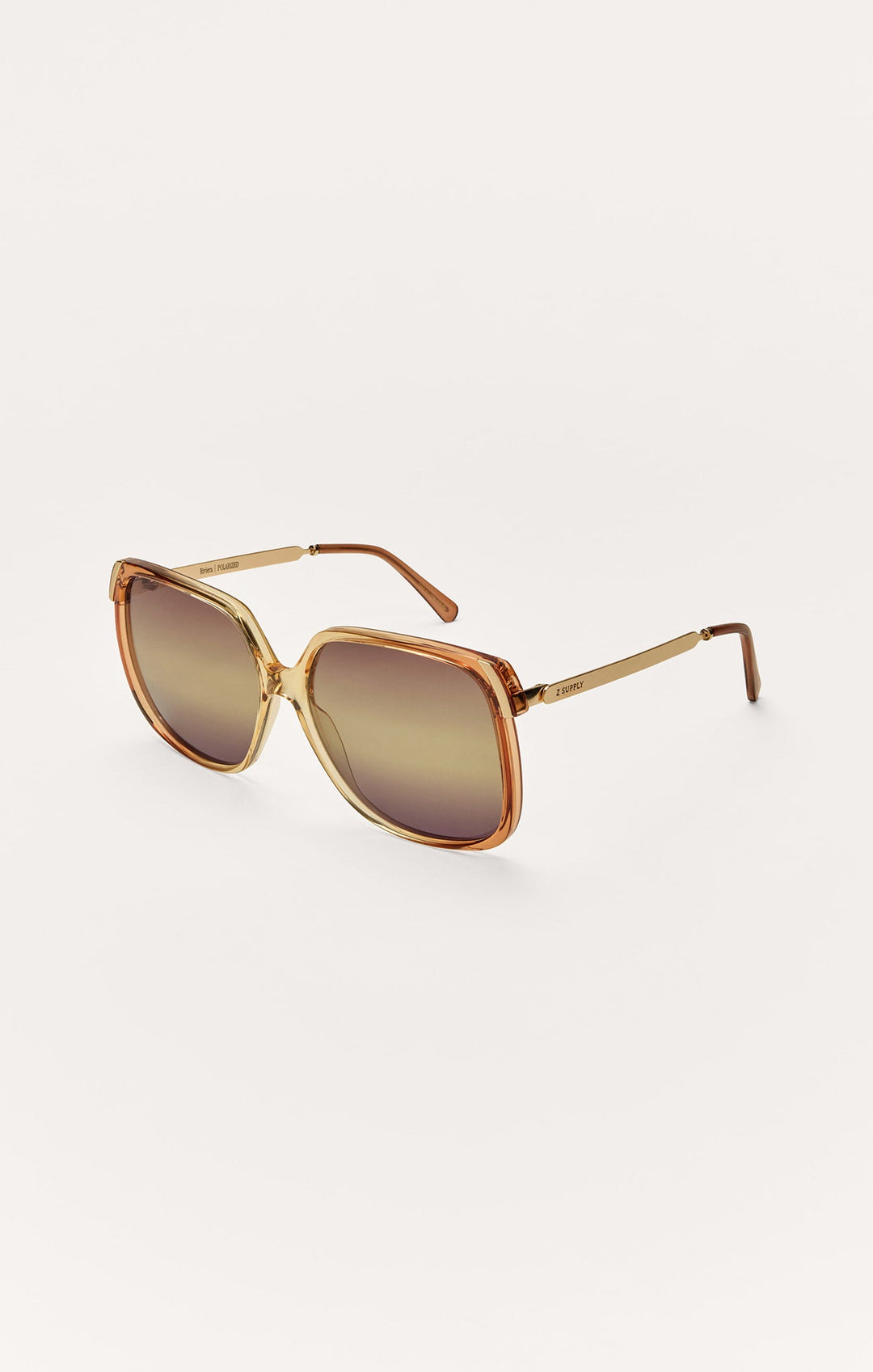 Z Supply Riviera polarized sunglasses in brown tortoise with gradient lenses and gold arms