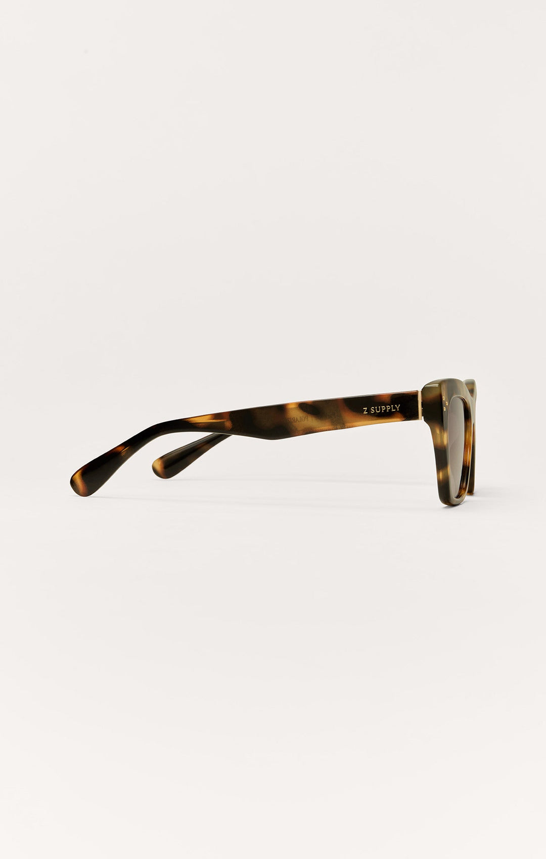 Z Supply Park Ave sunglasses in brown tortoise frame with grey lenses, side view