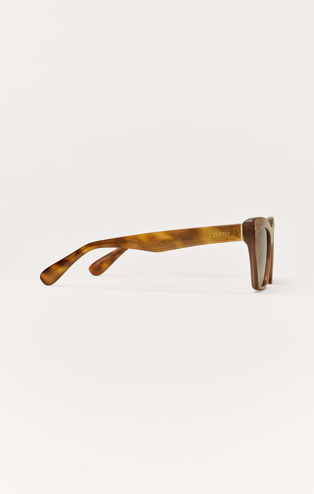 Z Supply Park Ave sunglasses in brown tortoise shown from side profile view