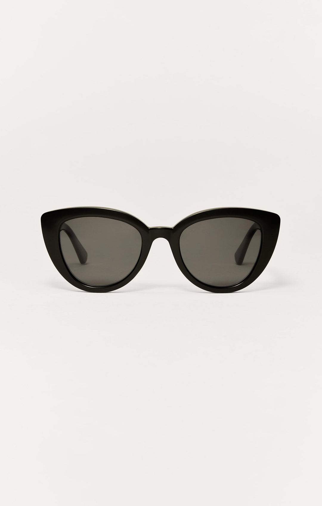 Z Supply Golden Hour cat-eye sunglasses in polished black frame with grey polarized lenses