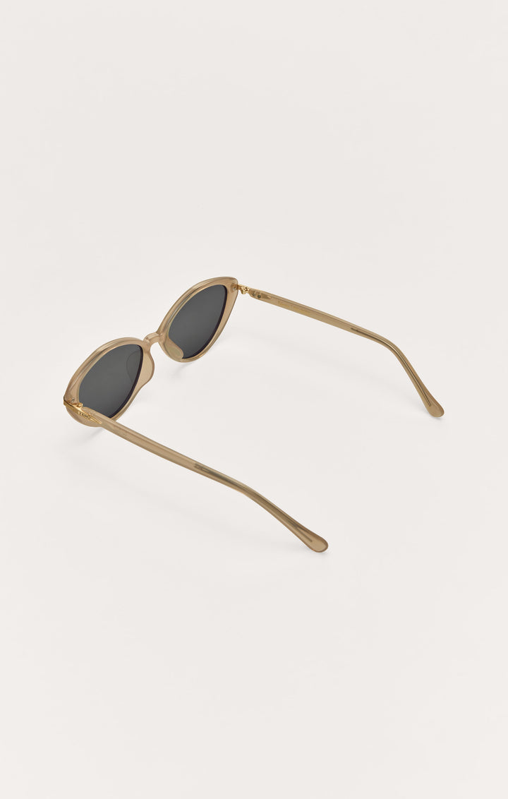 Z Supply Palermo sunglasses in translucent beige with dark gray lenses, angled back view