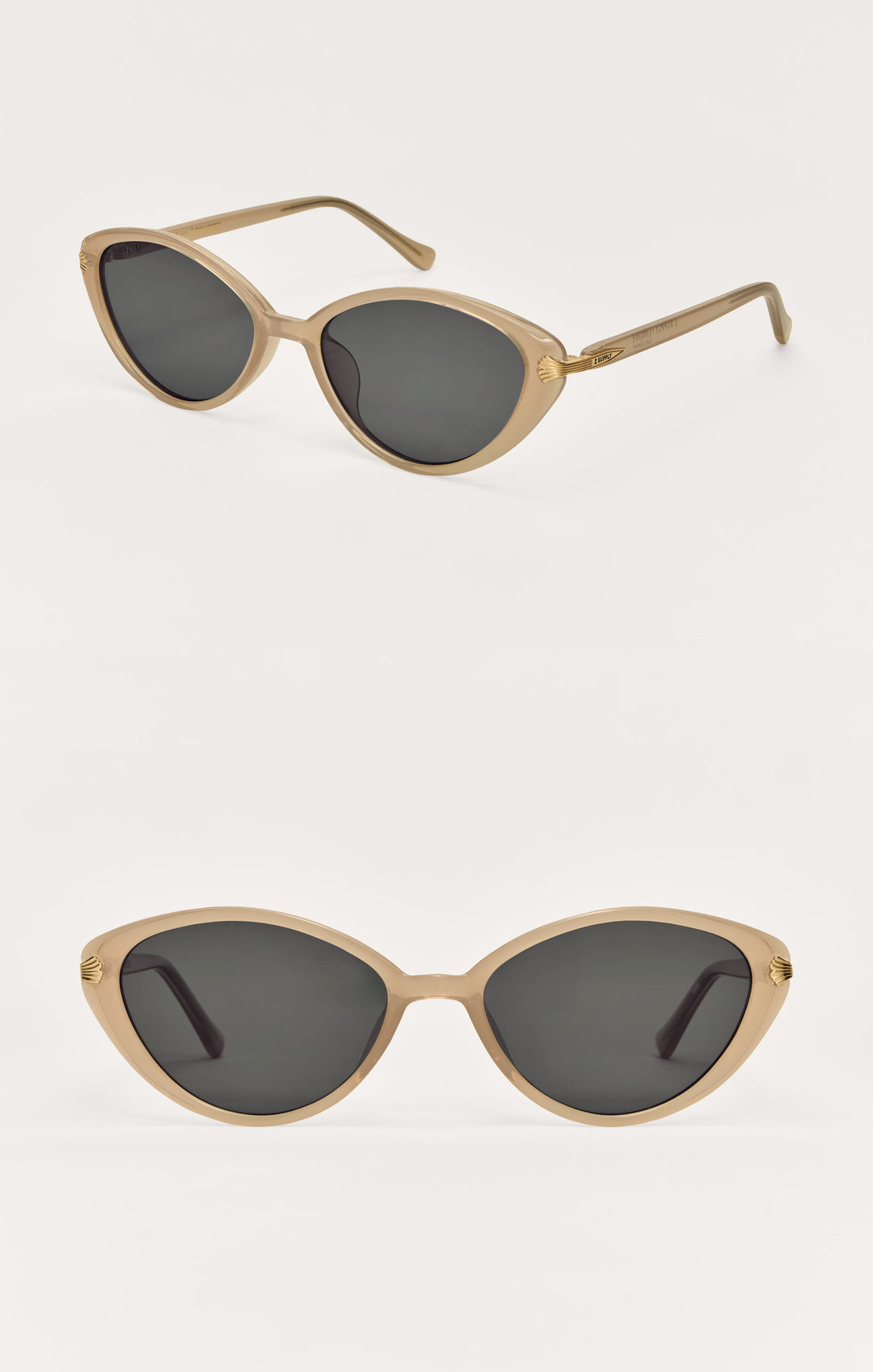 Z Supply Palermo Palermo cat-eye sunglasses in beige with gold shell accents and gray lenses