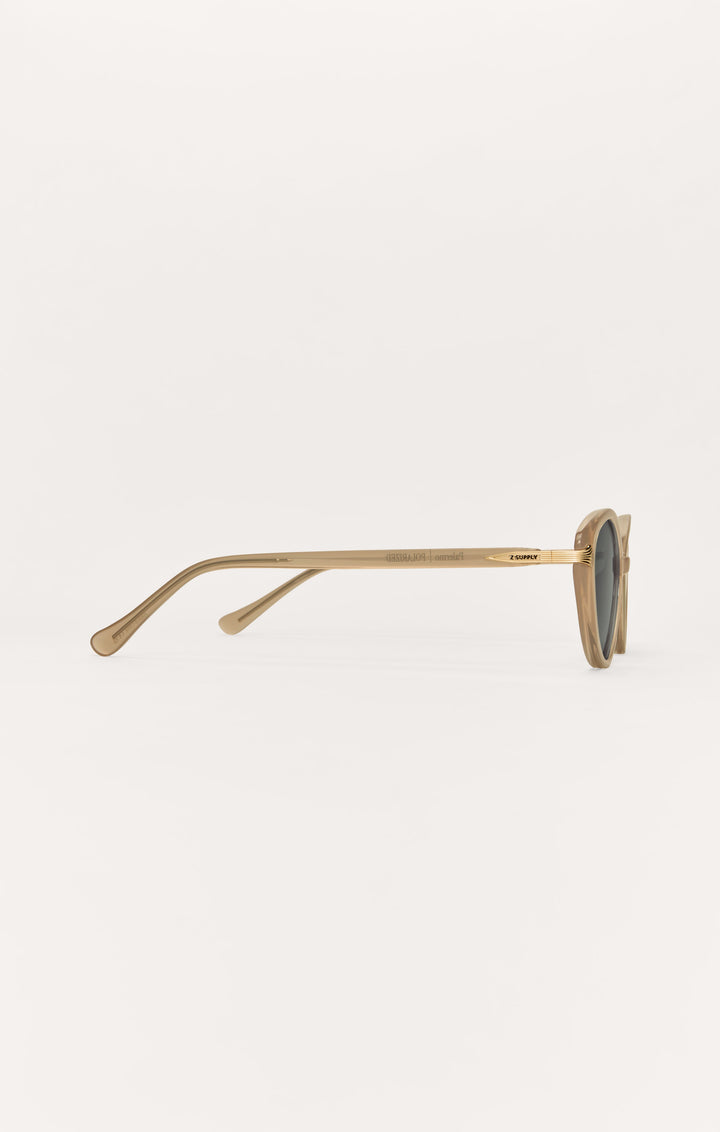 Z Supply Palermo Palermo sunglasses side view in translucent beige with gold accents