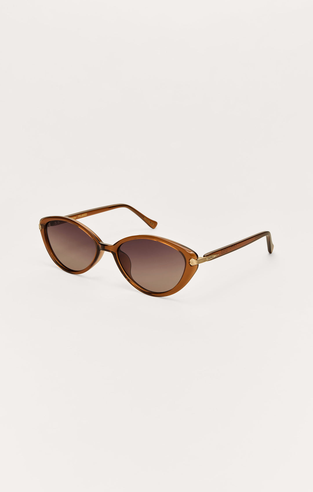 Z Supply Palermo sunglasses in caramel brown cat-eye frame with gradient brown polarized lenses