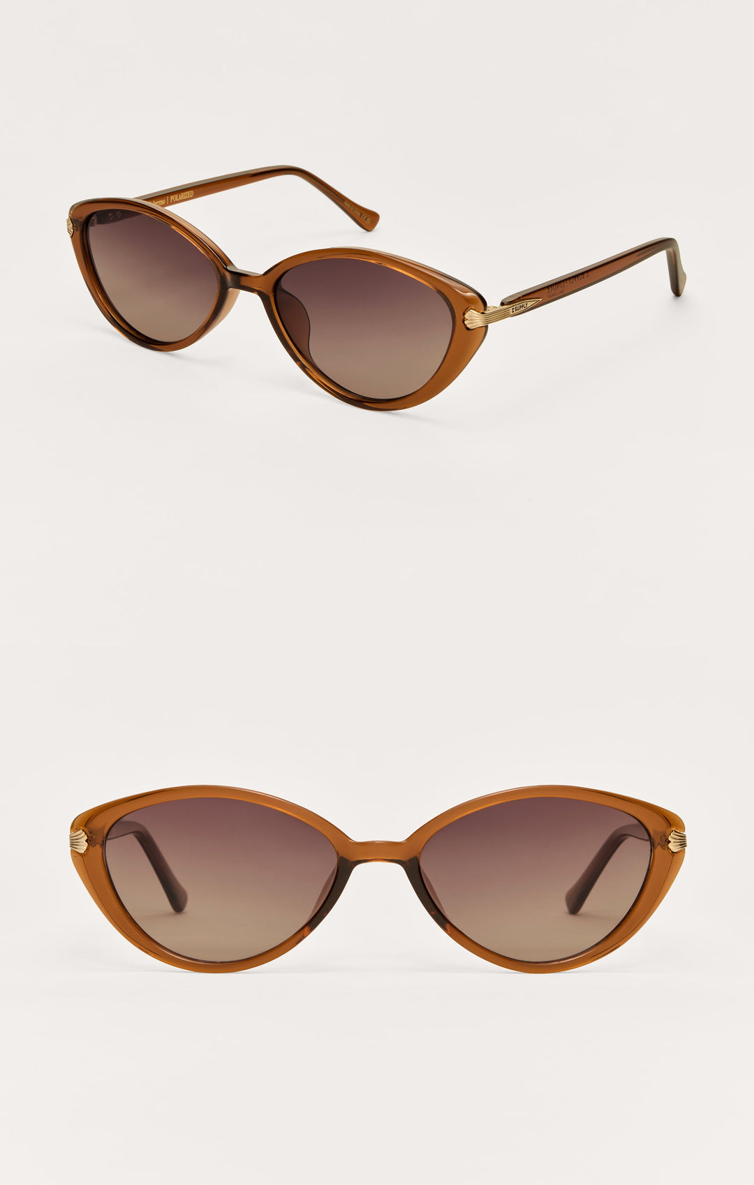Z Supply Palermo sunglasses in caramel brown cat-eye frame with gradient lenses