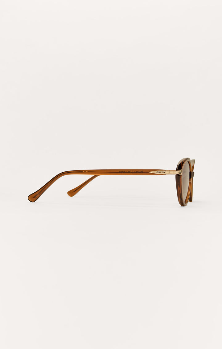 Z Supply Palermo sunglasses in brown tortoise with gold accents, side profile view