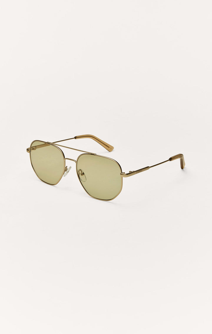 Z Supply Highway aviator sunglasses in satin gold frame with brown polarized lenses