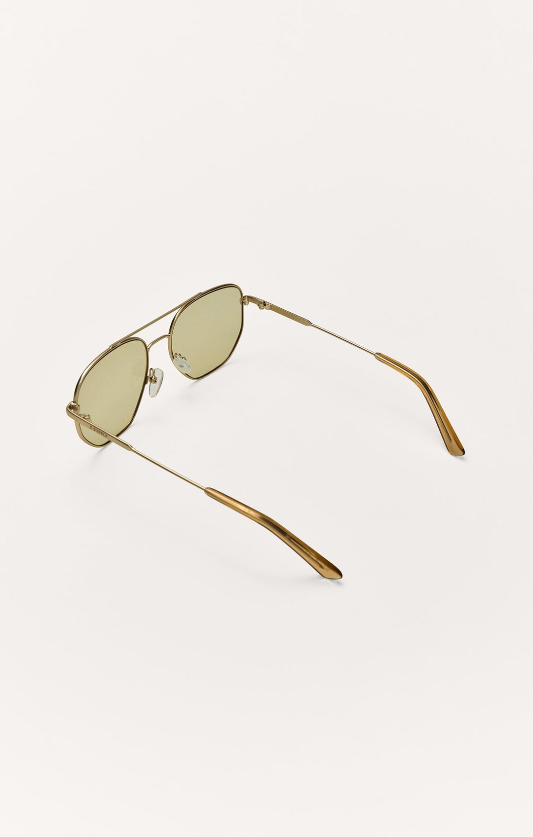 Z Supply Highway sunglasses in satin gold frame with brown polarized lenses, rear angle view