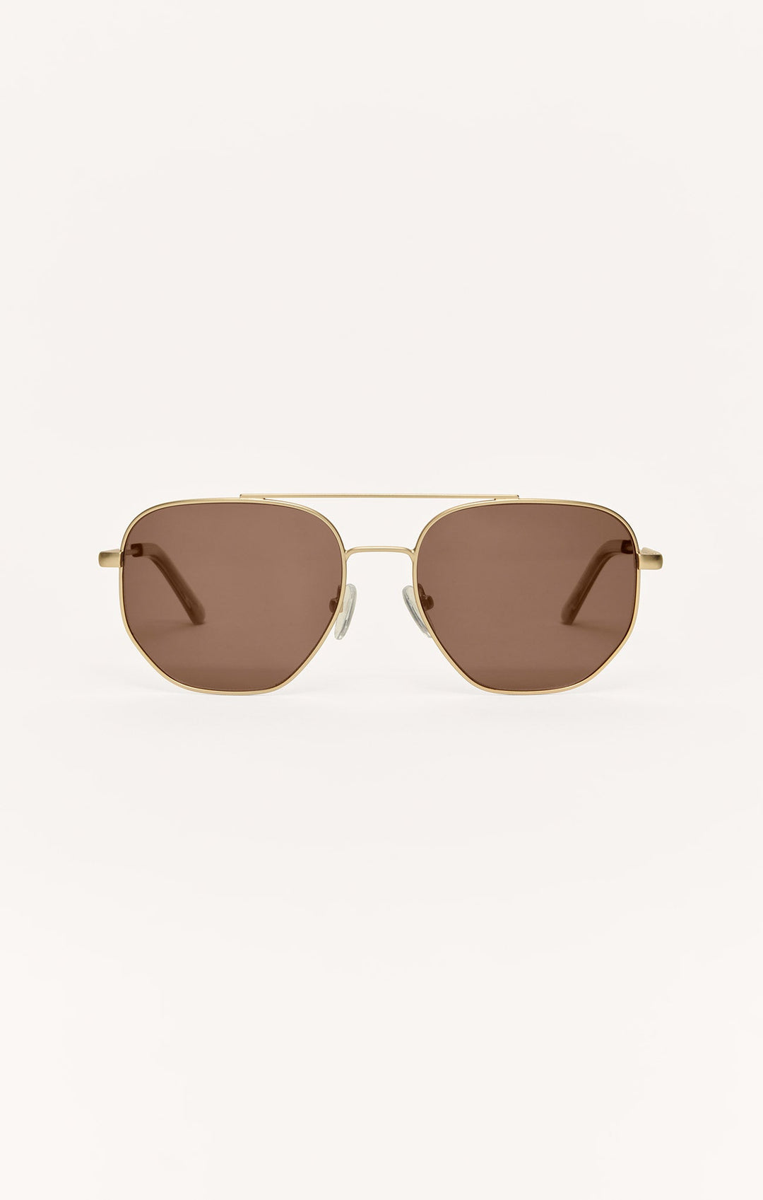 Z Supply Highway sunglasses with satin gold metal frame and brown polarized lenses