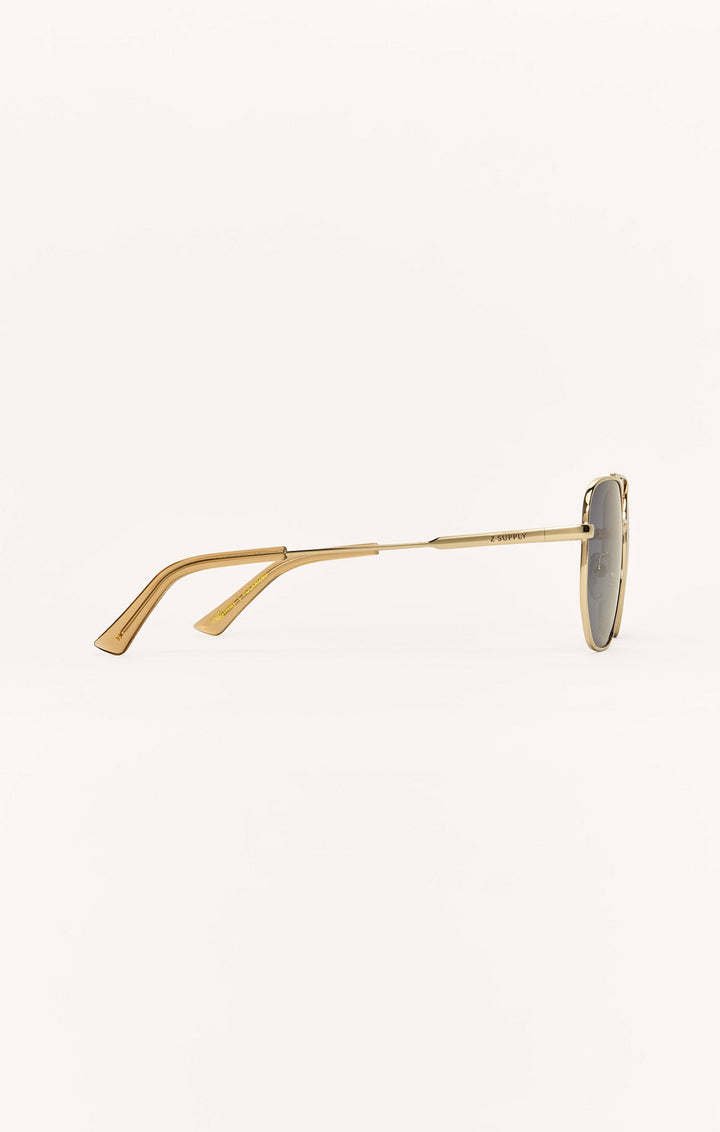 Z Supply Highway Tort Gold aviator sunglasses with gradient polarized lenses, side profile view