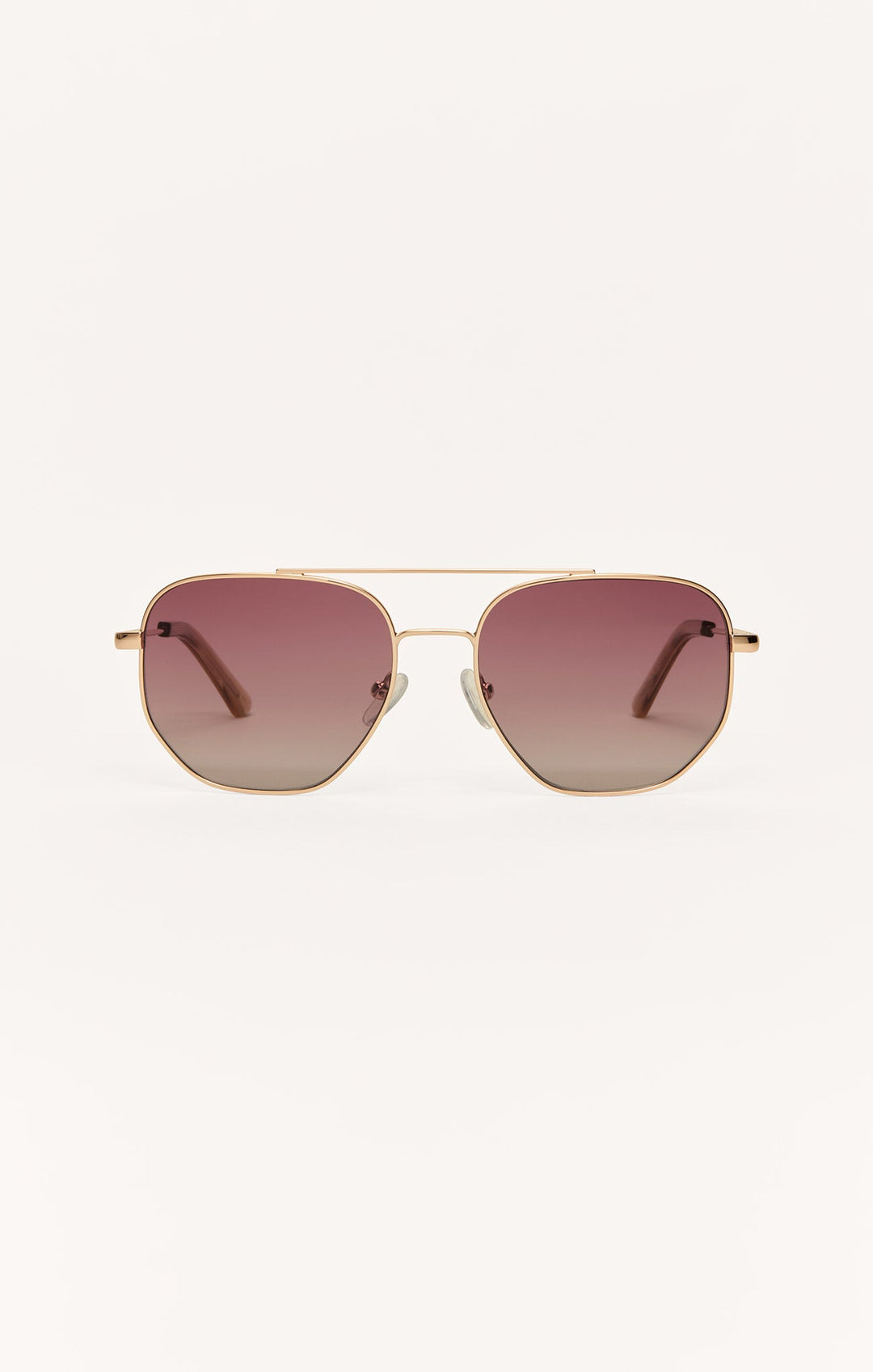 Z Supply Highway Tort Gold sunglasses with gradient polarized rose-brown lenses on white background