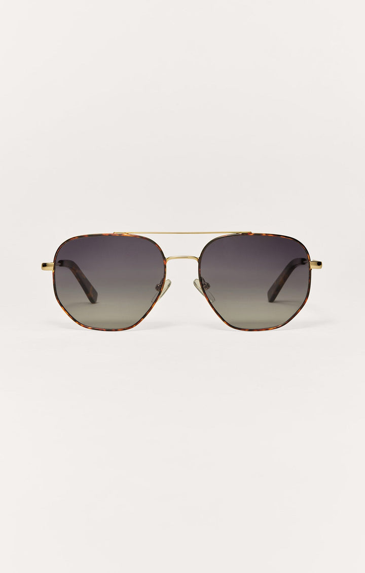 Z Supply Highway aviator sunglasses in tort gold with gradient polarized gray lenses