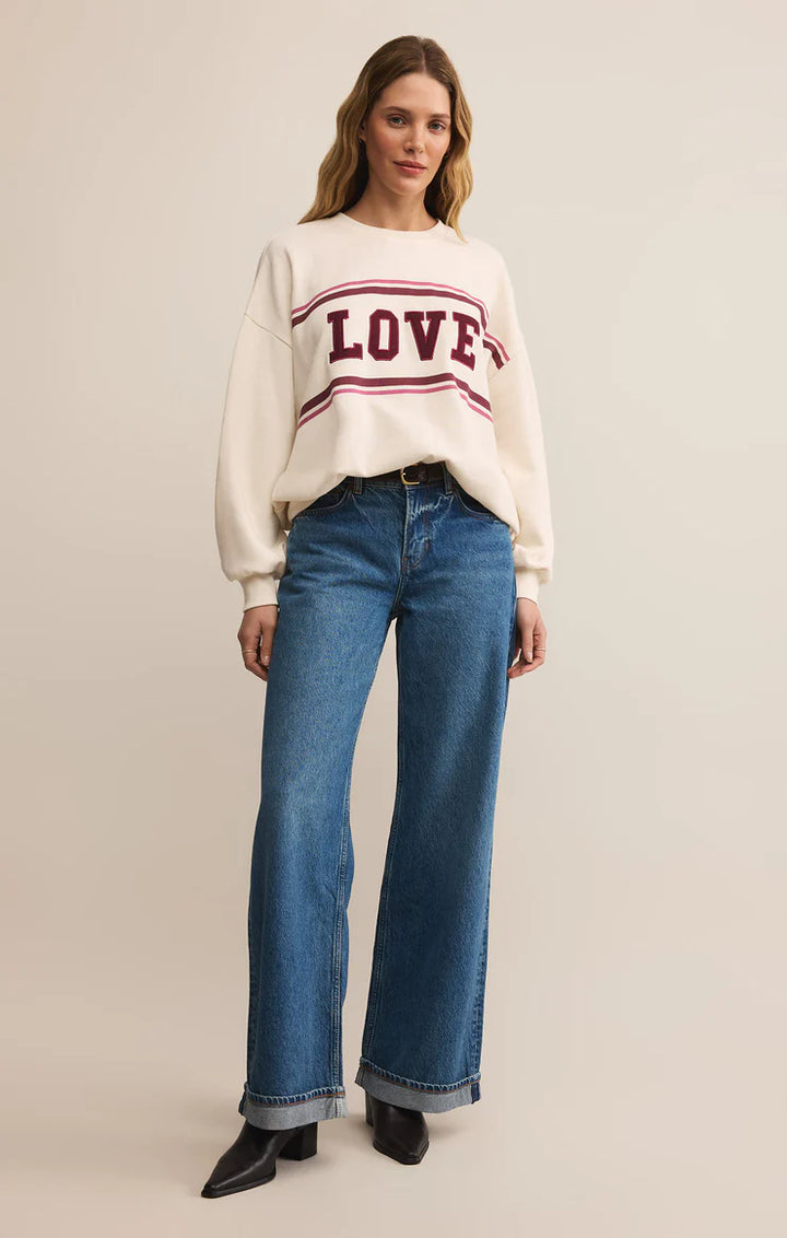 Z Supply: Oversized Love Sweatshirt in Vanilla Ice