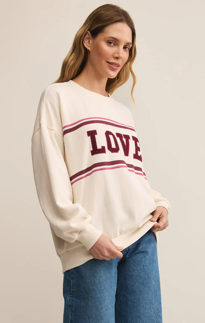 Z Supply: Oversized Love Sweatshirt in Vanilla Ice